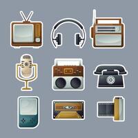 Vintage electronic theme set sticker design. premium design vector