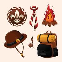 Set of Scout Day design icons vector