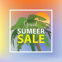 Summer Sale with Palm trees banner illustration vector