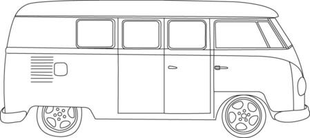One line drawing car and outline on the white background vector