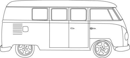 One line drawing car and outline on the white background vector