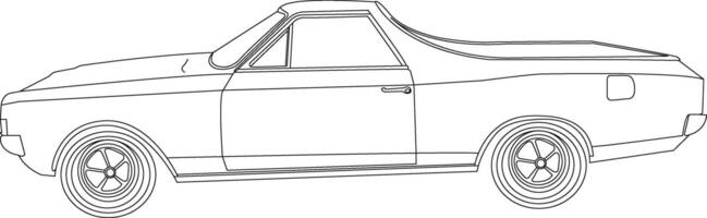 One line drawing car and outline on the white background vector