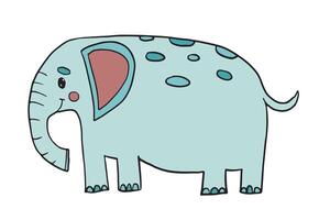 un encantador dibujos animados elefante con azul polca puntos y un simpático sonrisa, Perfecto para para niños libros, educativo materiales, y juguetón decoración vector