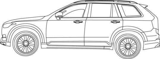 One line drawing car and outline on the white background vector