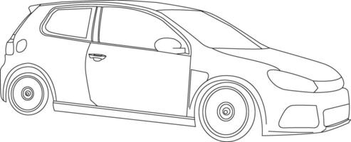 One line drawing car and outline on the white background vector