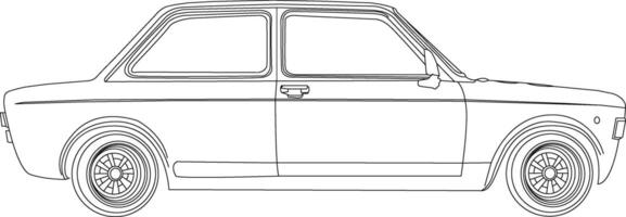 One line drawing car and outline on the white background vector