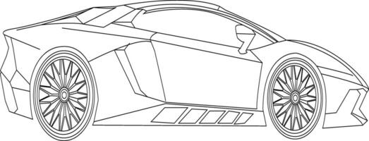 uno línea dibujo coche y contorno en el blanco antecedentes vector