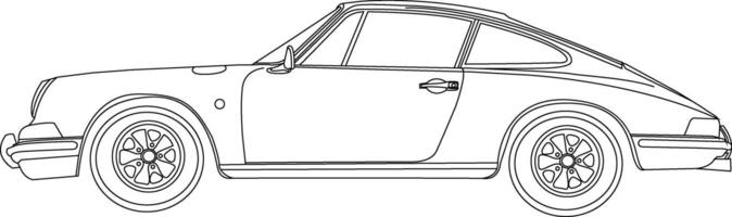 One line drawing car and outline on the white background vector