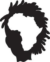 africa map silhouette of african head illustration vector