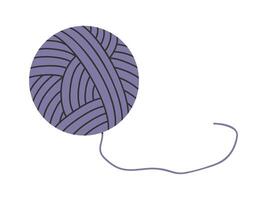 Hand drawn illustration ball of threads. Flat handmade, knitting equipment concept in colored doodle style. Skein, wool sticker, icon or print. Isolated on white background. vector