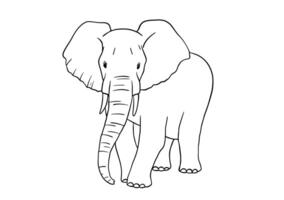 Elephant line sketch isolated on white background. illustration. Doodle african animal vector