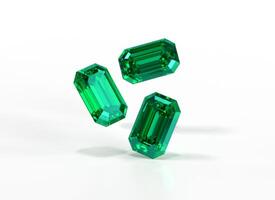 Green emerald diamond isolated on white background 3d rendering photo