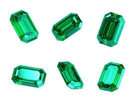 Green emerald diamond isolated background 3d rendering photo