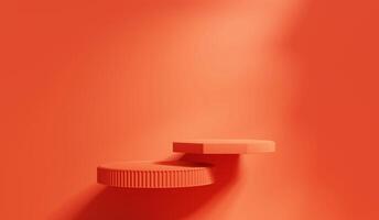 Abstract Orange Minimal Podium Platform For Product Display Presentation 3D Rendering photo