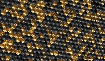 Black and gold hexagon abstract array background 3d rendering photo