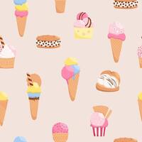 Bright ice cream seamless pattern. Colorful food design for textile, fabric, wrapping paper, cover vector