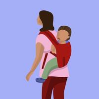 isolated illustration of a mother with a baby in a sling. vector