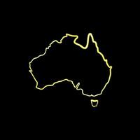 illustration of Australia outlines with neon effect. vector