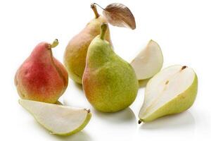 Pears collection. Pears Isolated organic isolated on white background. Pears macro photo