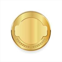 Realistic round shiny blank gold award badge illustration vector