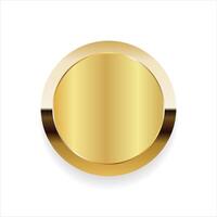 Realistic round shiny blank gold award badge illustration vector