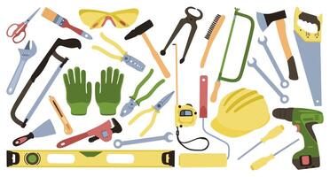 Construction instruments. set of isolated work tools for repair vector