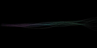 resumen ondulado dinámica azul verde Violeta ligero líneas curva bandera en negro antecedentes en concepto tecnología, neural red, neurología, ciencia, música, neón ligero vector