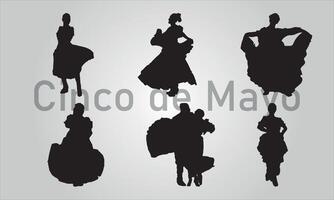 Cinco de Mayo silhouette Mexican design vector