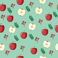 Seamless apple fruit pattern vector