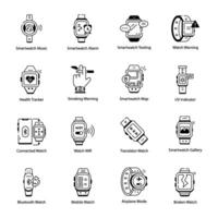 Set of 16 Liner Smartwatch Icons vector