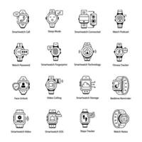 Modern Linear Icons Depicting Smartwatch Functions vector