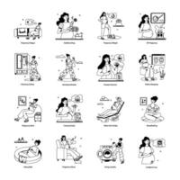 Handy Bundle of Prenatal Routine Flat Icons vector