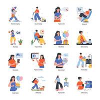 Latest Pack of Pregnancy Routine Flat Icons vector