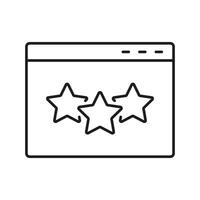 Website Rating Line Icon. Stars In Social Media App Linear Pictogram. User Review. Customer Feedback Outline Symbol. Favorite Application Button. Editable Stroke. Isolated Illustration vector