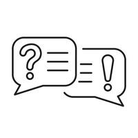 Speech Bubble With Question Mark And Exclamation Mark Line Icon. Customer Support Chat Linear Pictogram. FAQ Outline Symbol. Dialog Sign. Editable Stroke. Isolated Illustration vector