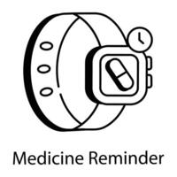 Smartwatch Features Linear Icons vector