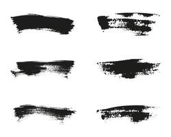 Paintbrush Dirty Scratch Stripes Set. Brush Stroke Black Paint, Grunge Ink Line. Abstract Design, Grungy Texture Background. Watercolor Brushstroke Splash Collection. Isolated Illustration. vector