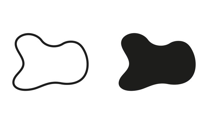 Random Shape Line and Silhouette Black Set. Irregular Liquid Design Form. Abstract Amorphous Splodge, Organic Blob. Asymmetric Pebble, Simple Stone Collection. Isolated Illustration.