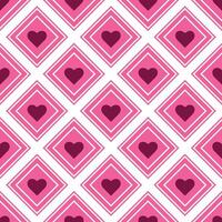 Pink heart checkered pattern seamless vector