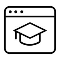 Single icon online learning with line style vector