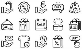 Set of Icons Related to Sales And Discount. Contains such Icons as Shopping bag, Discount, Tag Price, Sales, Buy, Low Price and more. vector