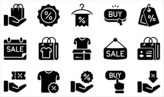 Set of Icons Related to Sales And Discount. Contains such Icons as Shopping bag, Discount, Tag Price, Sales, Buy, Low Price and more. vector