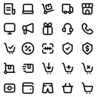 Collection of Icons Related to Ecommerce. Contains Icons like, shopping, ad to cart, trolley, delivery, barcode, store and more. vector