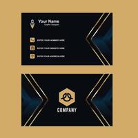 Luxury and elegant dark black navy business card design with gold style minimalist print template vector