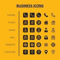 moderno negocio íconos colección con amarillo y negro color combinación vector