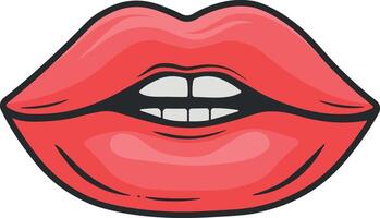 lips with red lipstick without background vector