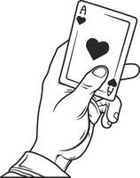 hand with playing card without background vector