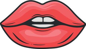 lips with red lipstick without background vector