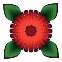 a red flower with green and red colors on it. vector