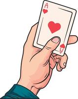 hand with playing card without background vector